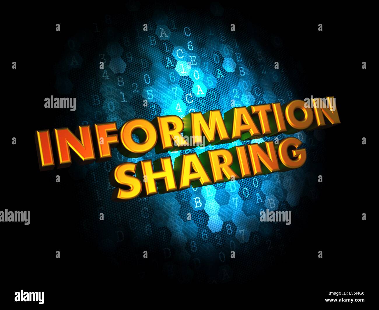 Le partage de l'information 3D'Or - Mots. Banque D'Images