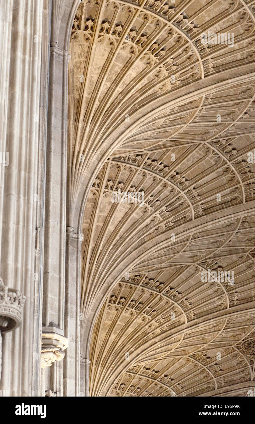 Détail de voûte de la chapelle de King's College, Cambridge Banque D'Images