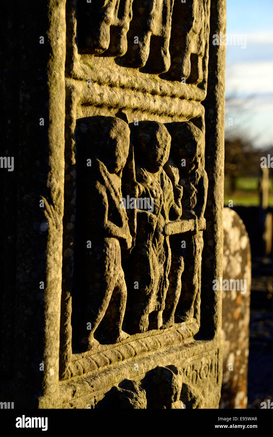 Détail panneau montrant l'arrestation du christ libre Croix de Muiredach 10e siècle tête de roue cross monasterboice religion Banque D'Images