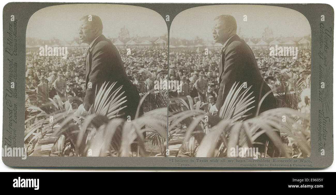 "J'estime que dans le Texas avec tout mon coeur' - Le président Roosevelt à Waco, Texas. Banque D'Images