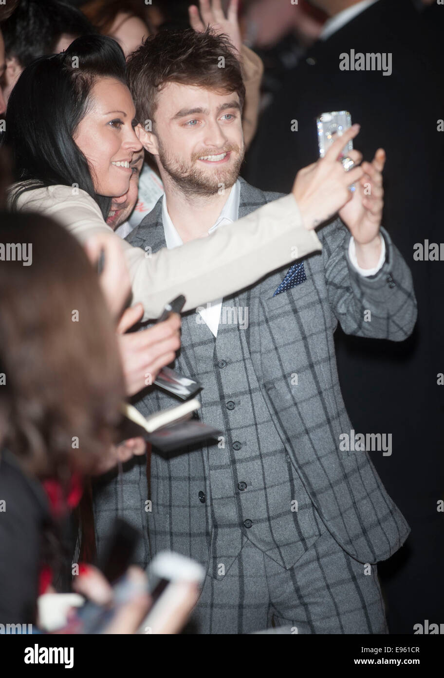 Londres, Royaume-Uni. 20 Oct, 2014. Daniel Radcliffe participe à "cornes" UK Premiere à l'odéon West End à Londres, en Angleterre. 20 octobre 2014 photo par Brian Jordan/Alamy Live News Banque D'Images