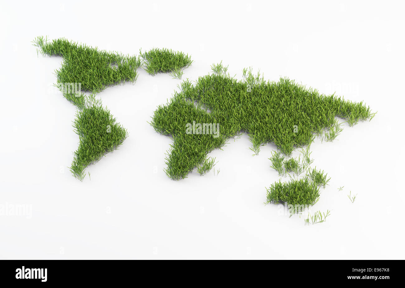 Patch d'herbe en forme de la carte du monde Banque D'Images