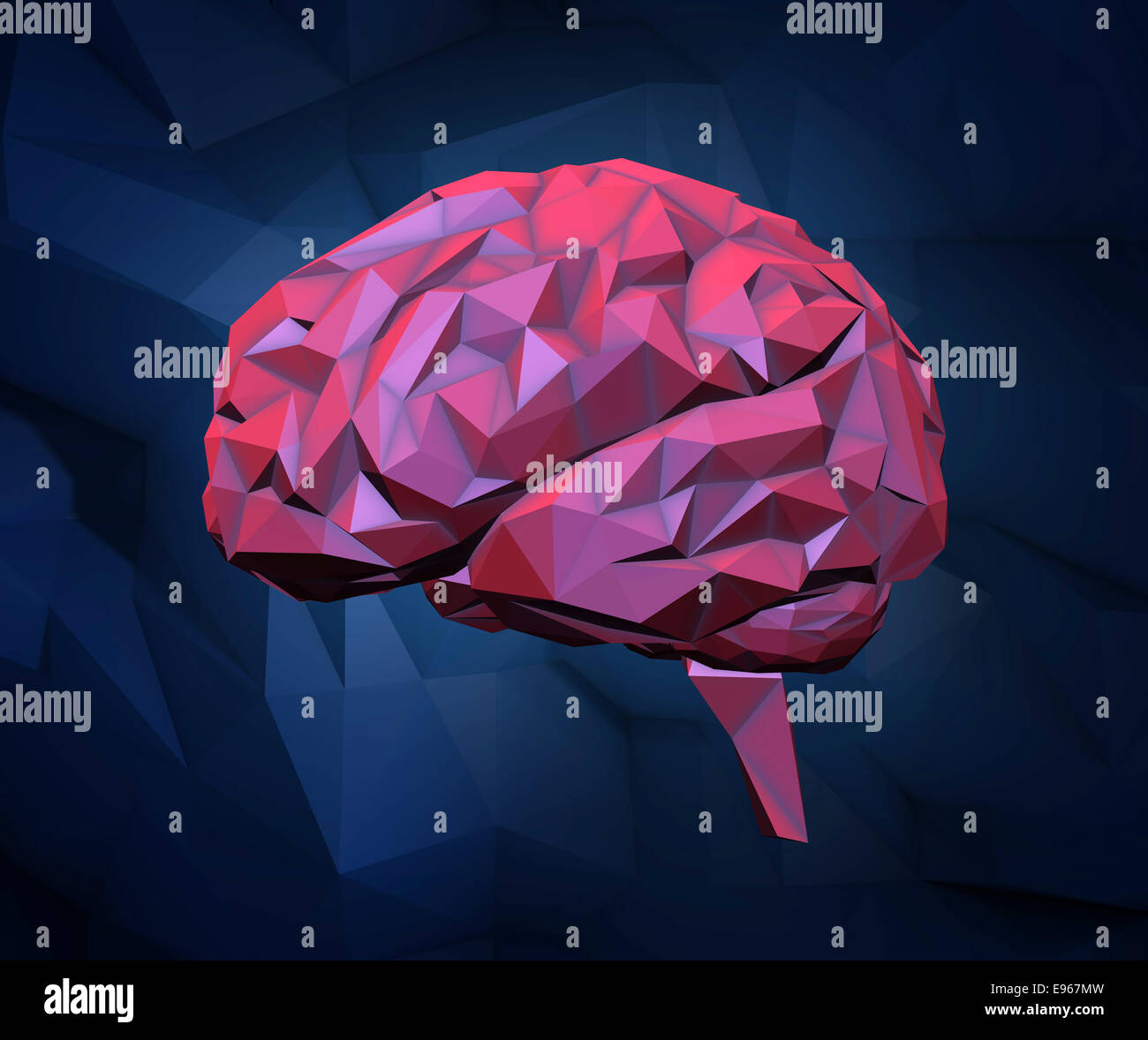 Cerveau humain stylisé avec un polygone 3D rechercher Banque D'Images