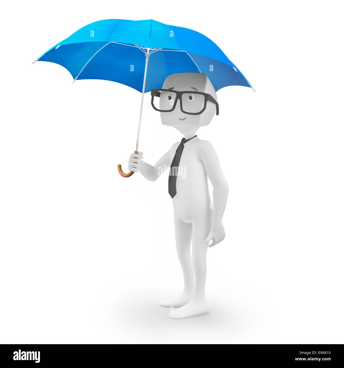 3D personnage tenant un parapluie ouvert Banque D'Images