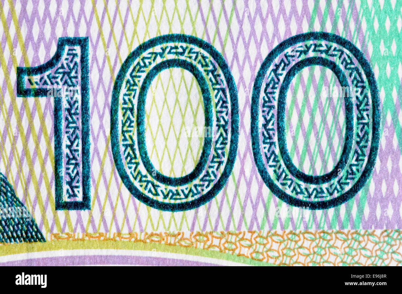 Détail d'un dinar croate 1993 Billet de 100 000 anti-contrefaçon de l'impression de sécurité Banque D'Images