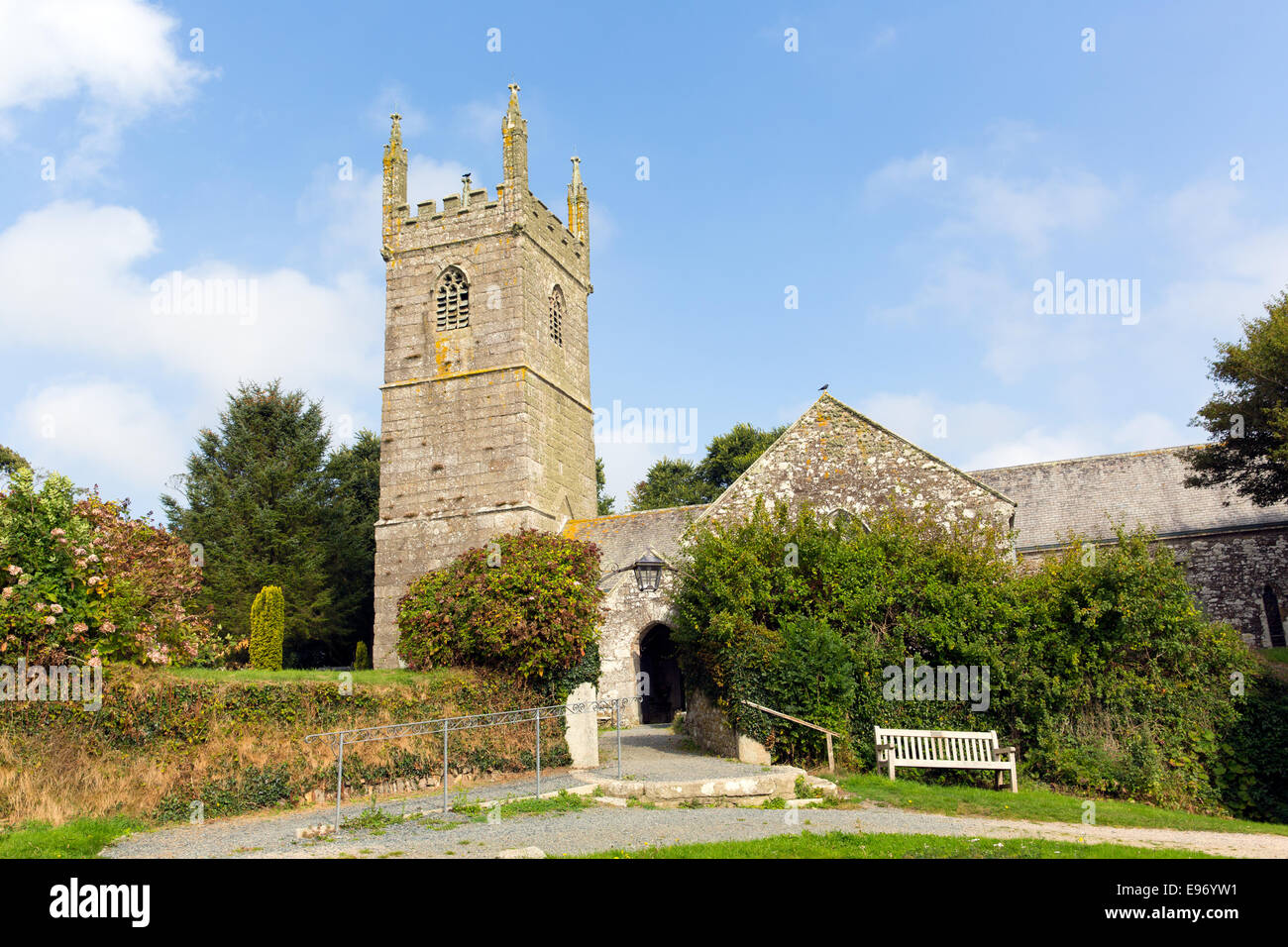 Cornish église de St Mawgan dans Meneage Angleterre Cornwall situé sur la péninsule du Lézard au sud de Helston Banque D'Images