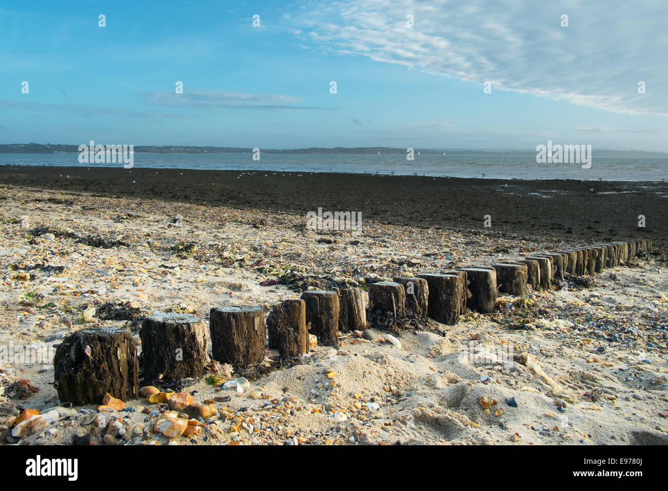 Plage de Lepe Hampshire au coucher du soleil Banque D'Images