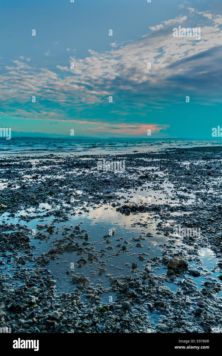 Plage de Lepe Hampshire au coucher du soleil Banque D'Images