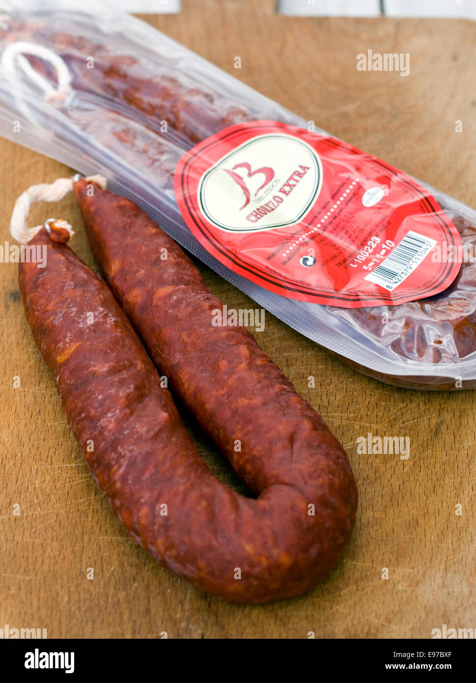 Saucisson Chorizo de Valence Banque D'Images