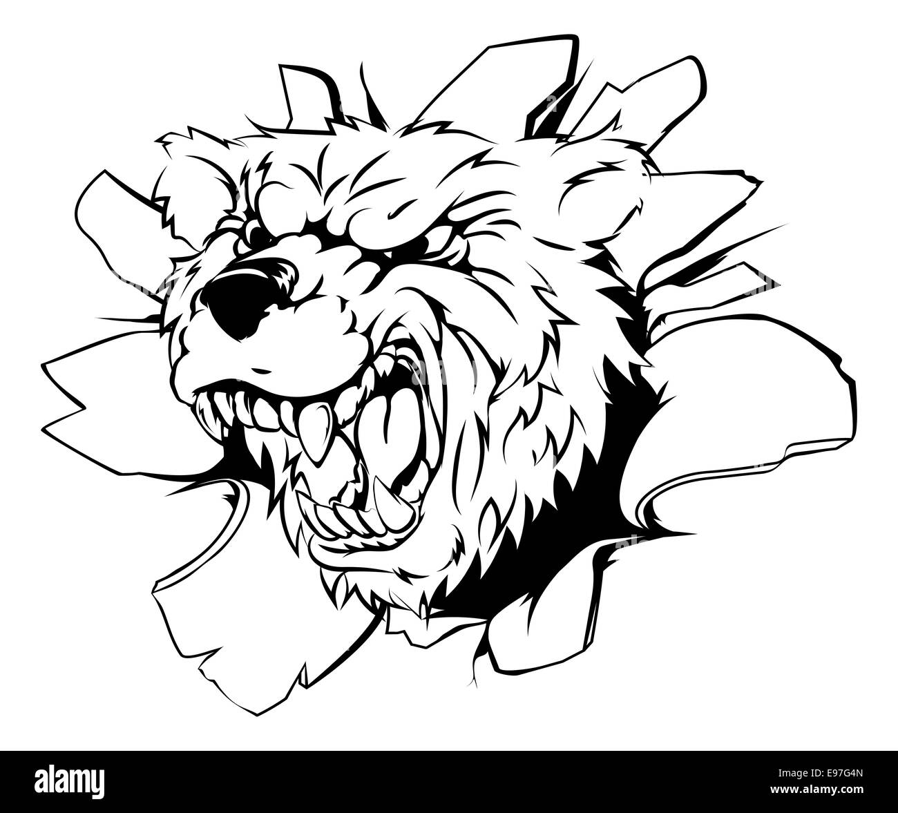 Une illustration d'une mascotte animal ours briser wall Banque D'Images