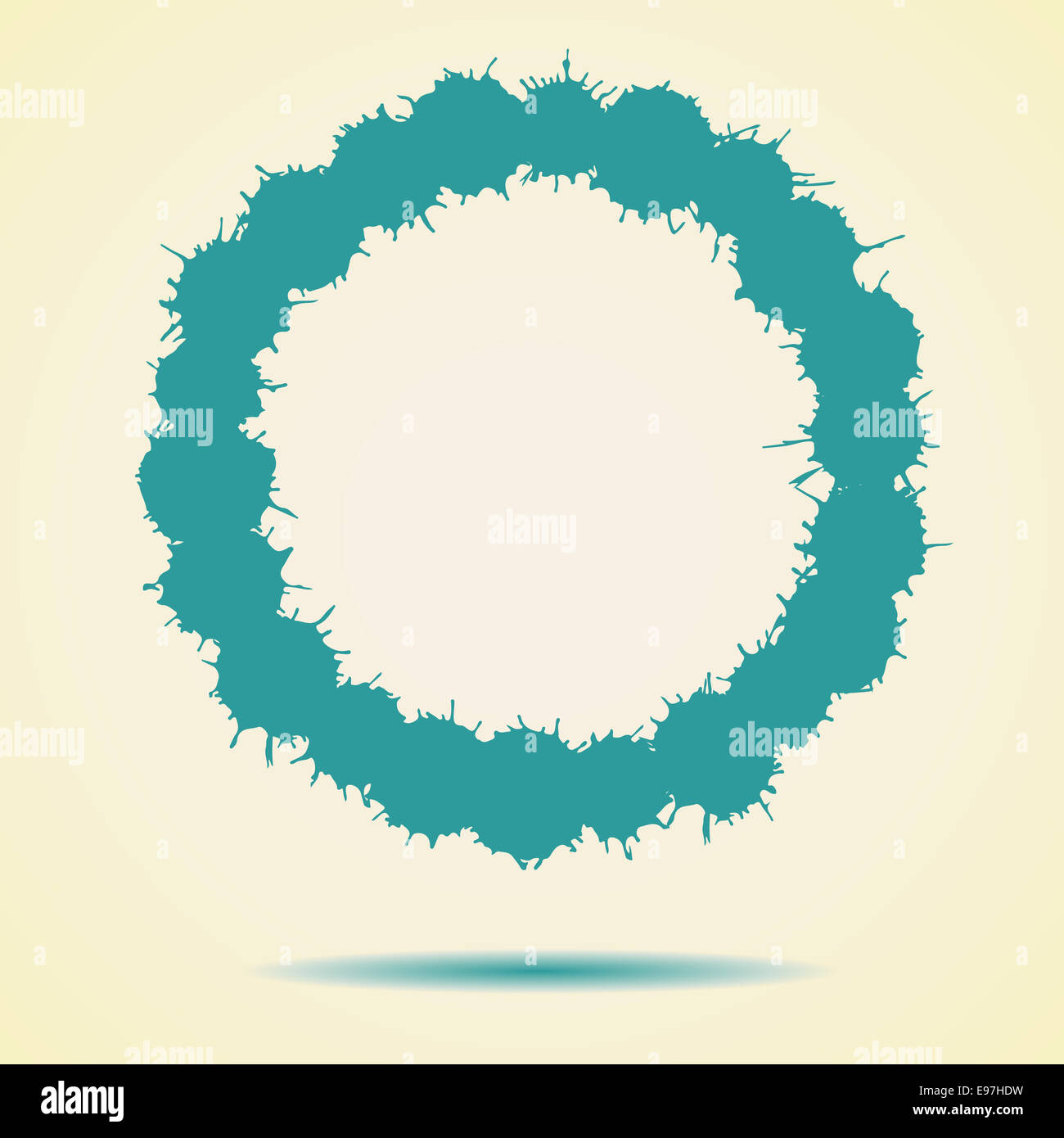 Faites rond bleu d'encre éclaboussures avec ombre portée. Banque D'Images