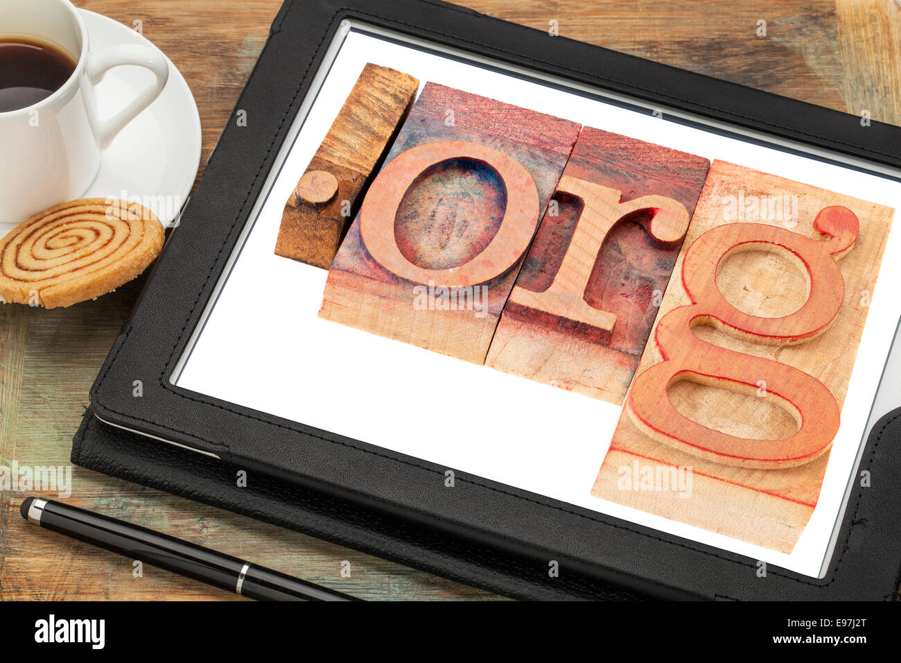 Dot org domaine internet pour les non-lucratif dans la typographie type de blocs d'impression sur une tablette numérique clapiers Banque D'Images