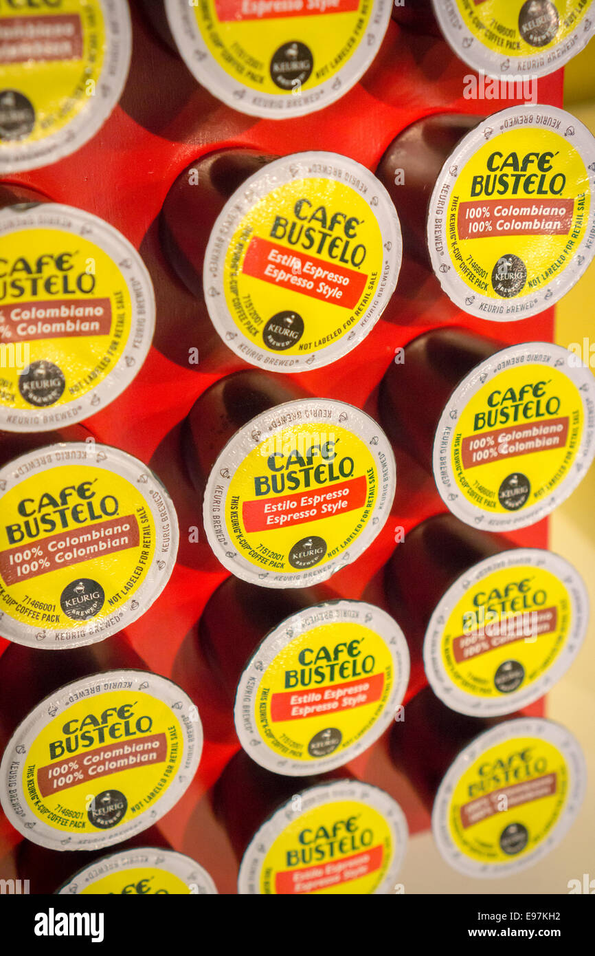 K-Cup de Keurig Café Bustelo au Café Café Bustelo pop up store dans le Lower East Side de New York Banque D'Images