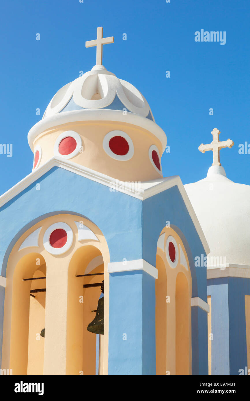 Église catholique de Saint Stylianos, Fira, Santorini, Thira, Cyclades, Mer Égée, Grèce, Union européenne, Europe Banque D'Images