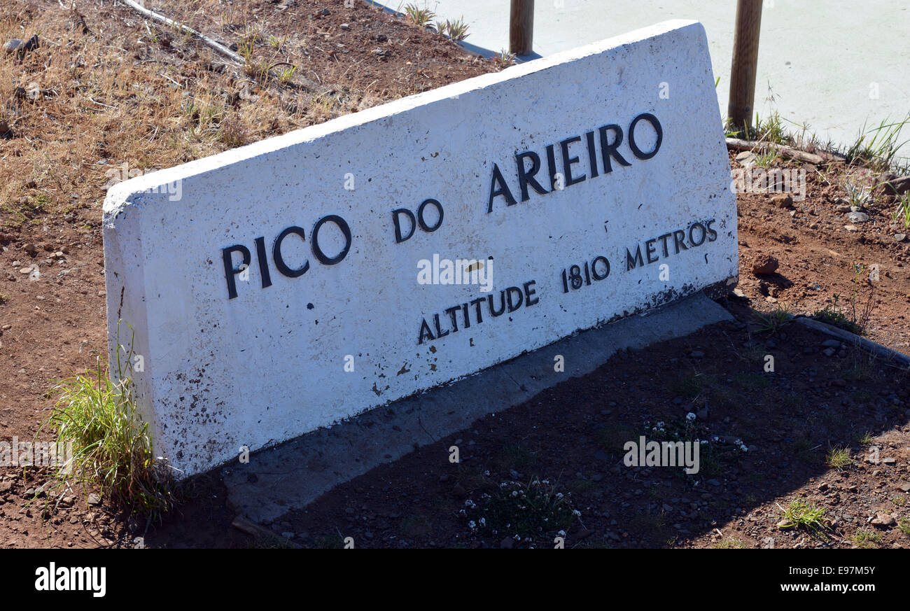 Pancarte "Pico do Arieiro, Madère, Portigal Banque D'Images