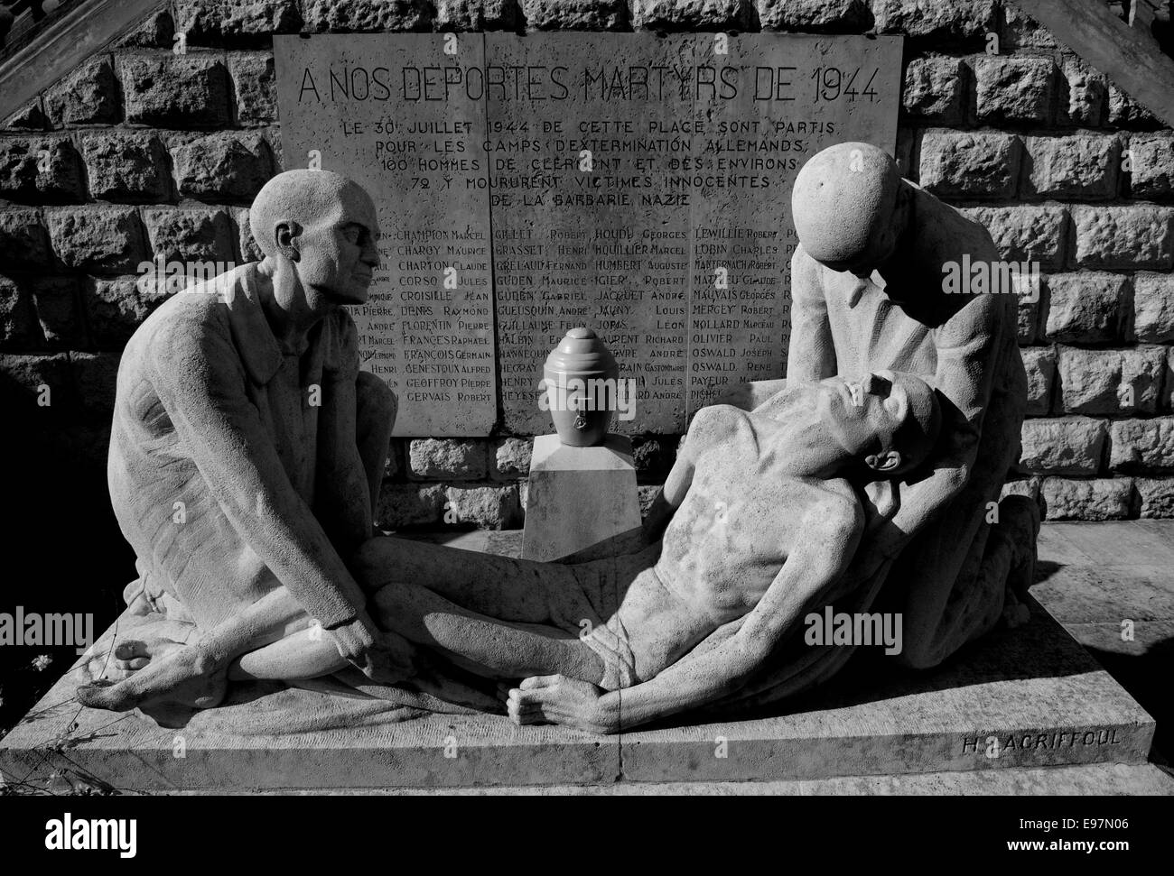 Clermont Argonne WWII Déportation mémorial aux déportés et assassinés dans les camps de la mort nazis DE LA DEUXIÈME GUERRE MONDIALE, Clermont en Argonne. Banque D'Images