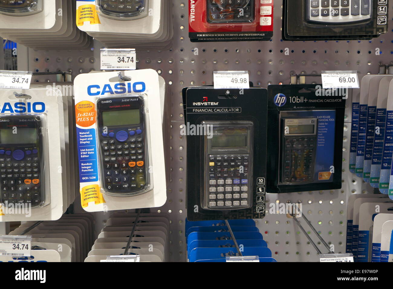 Sydney vente papeterie calculatrices casio Banque D'Images