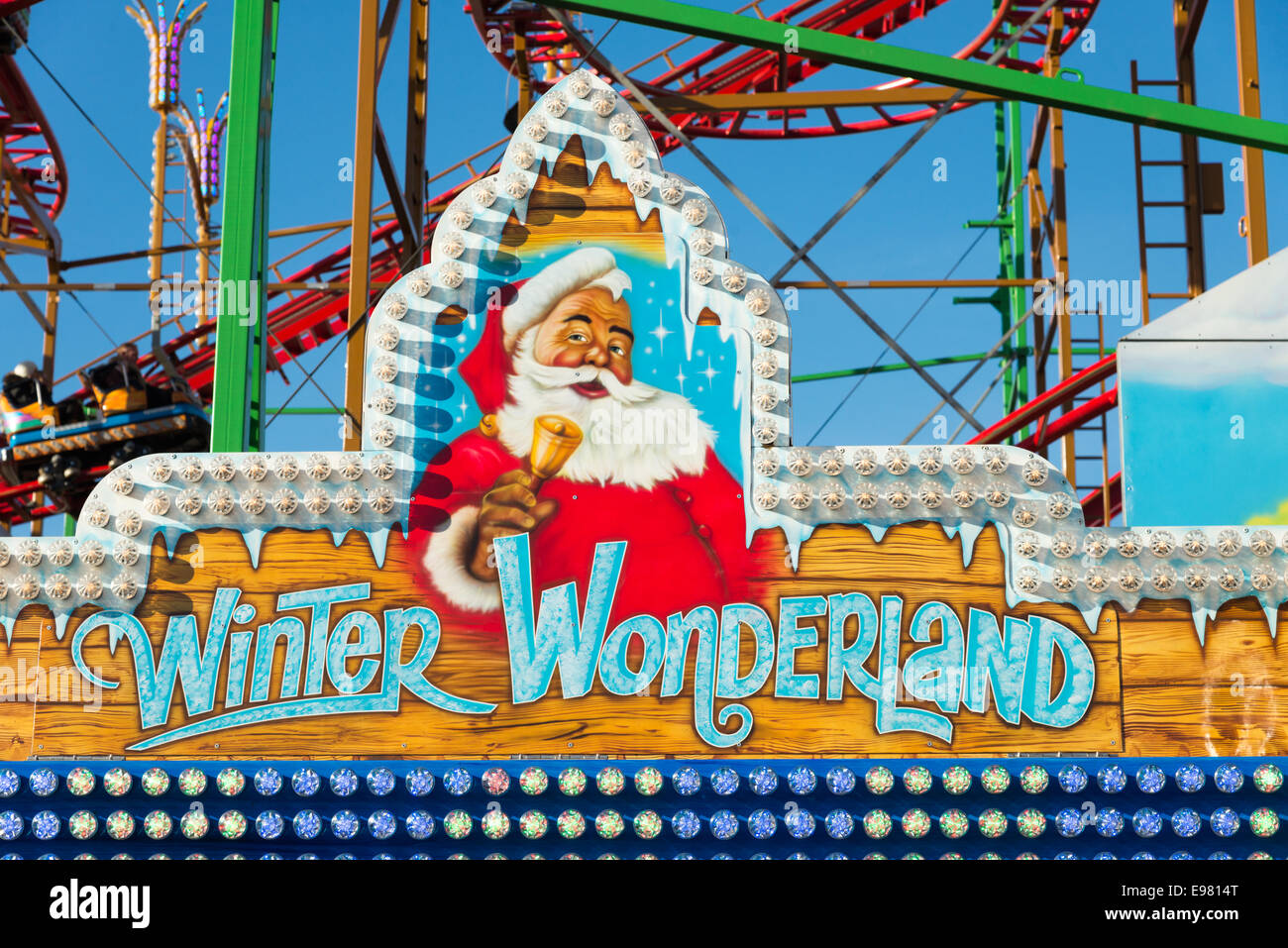 Fête foraine de Noël au Winter Wonderland, Hyde Park, London, England, UK Banque D'Images