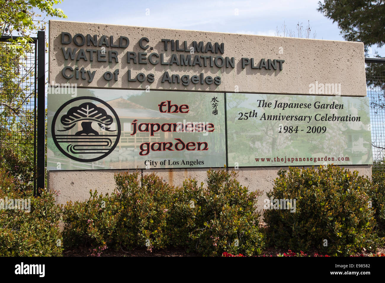 Donald C. Tillman usine de recyclage de l'eau et les Jardins Japonais, Van Nuys, Californie, USA Banque D'Images