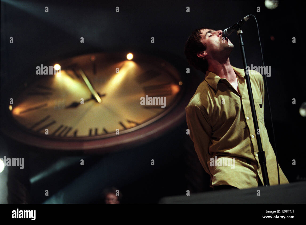 Liam Gallagher et Oasis à Aberdeen, Écosse, 1997. Banque D'Images