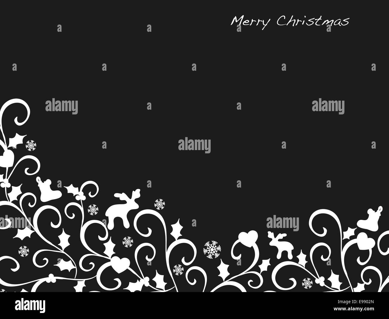Noël arrière-plan en noir et blanc Banque D'Images