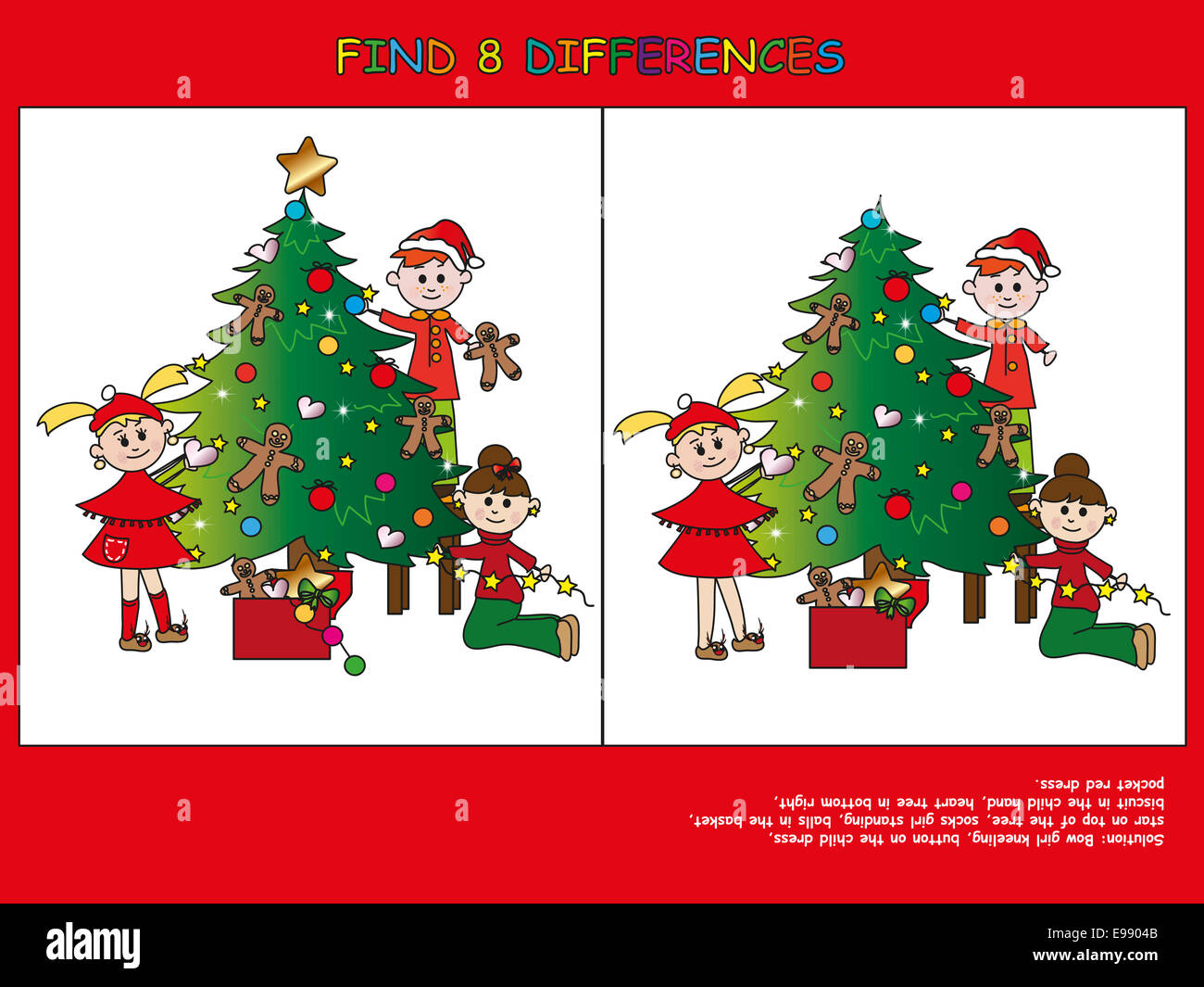 Jeu de Noël : retrouvez les huit différences Banque D'Images