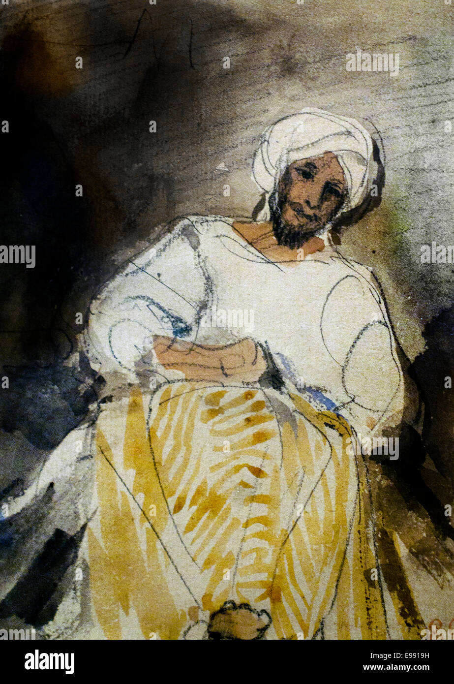 Marocain assis 1832 Eugene Delacroix 1798 - 1863 France Banque D'Images