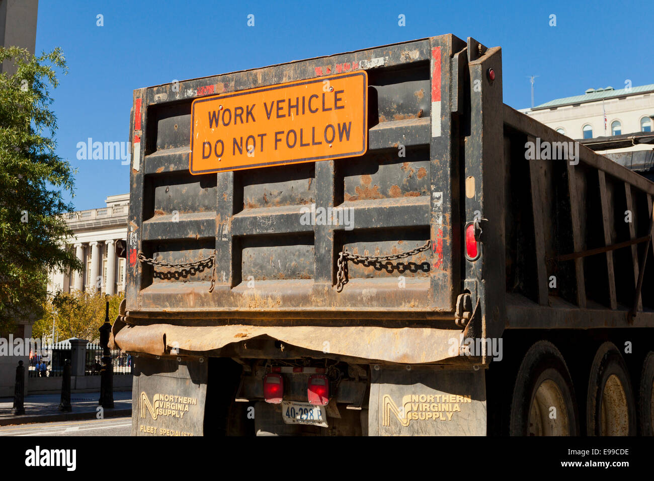 Ne suivez pas le message d'avertissement de travaux de construction routière - USA Banque D'Images