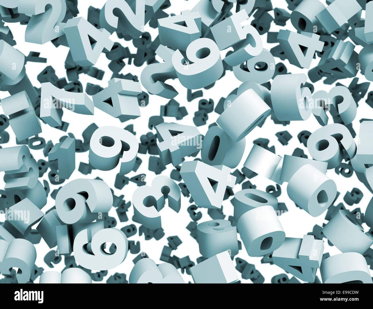 Les numéros 3d'arrière-plan avec la profondeur de champ Banque D'Images