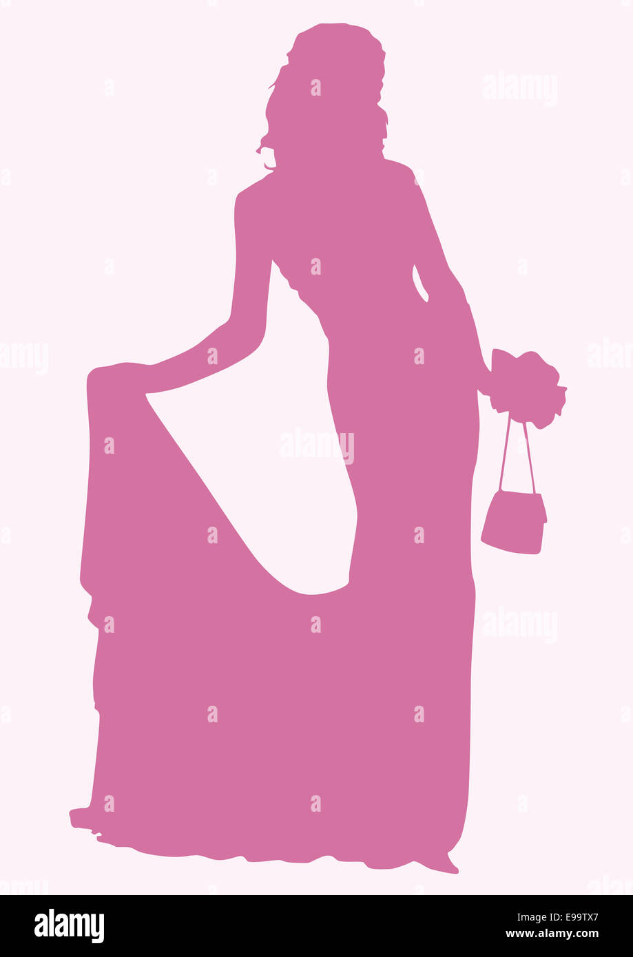 Silhouette blanche d'une épouse Banque D'Images