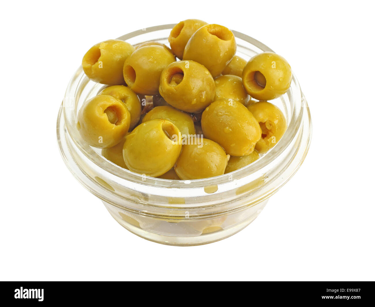 Dans un bol d'olives vertes Banque D'Images