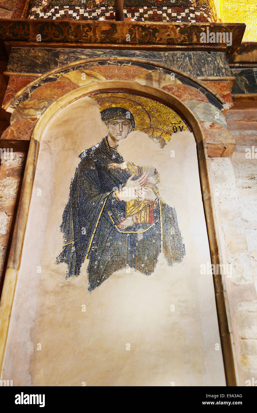 L'intérieur de la mosaïque dans l'église de Chora à Istanbul Turquie Banque D'Images
