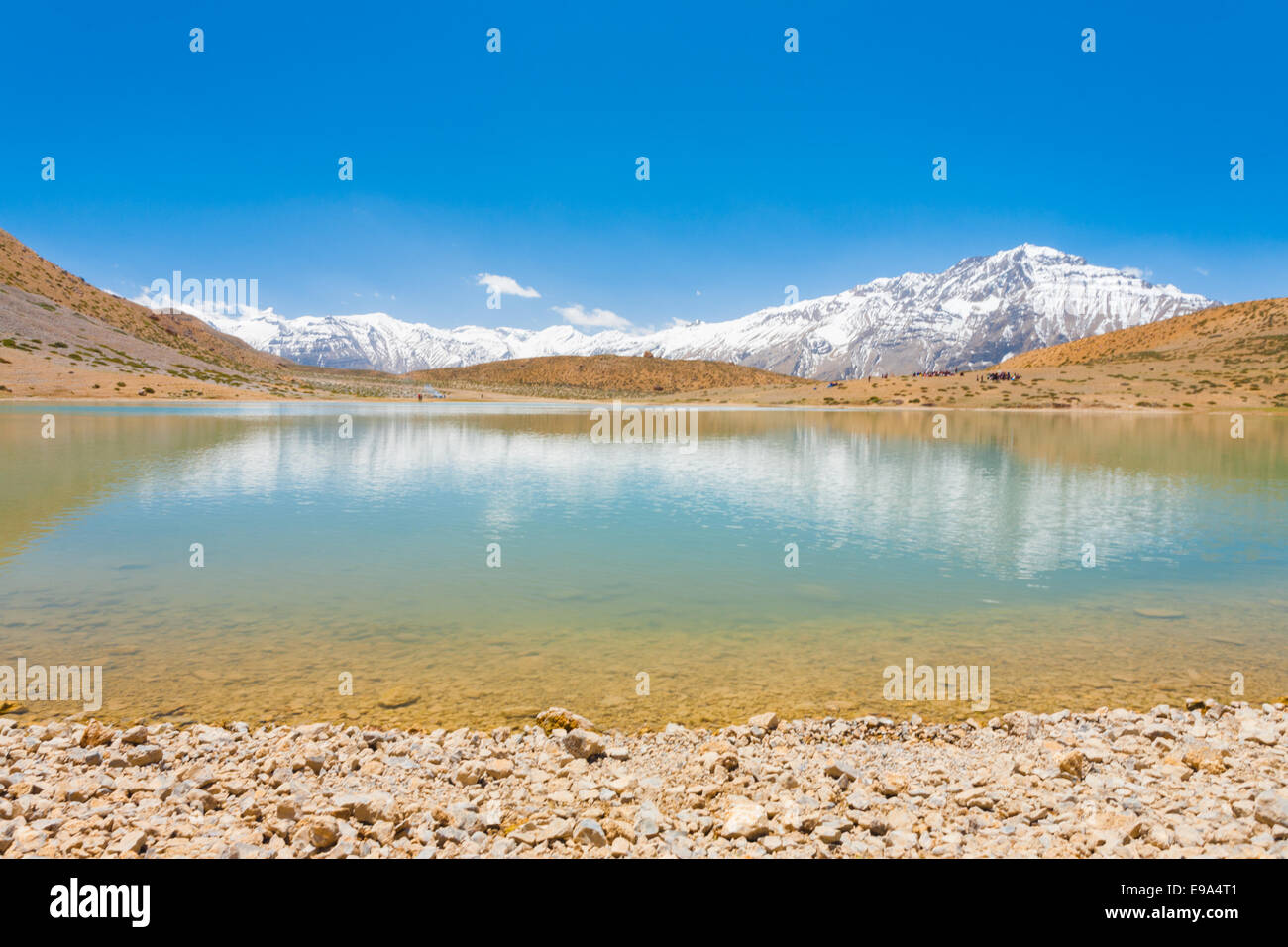 Alpin saint Pèlerinage Bouddhiste Dhankar Lake Banque D'Images