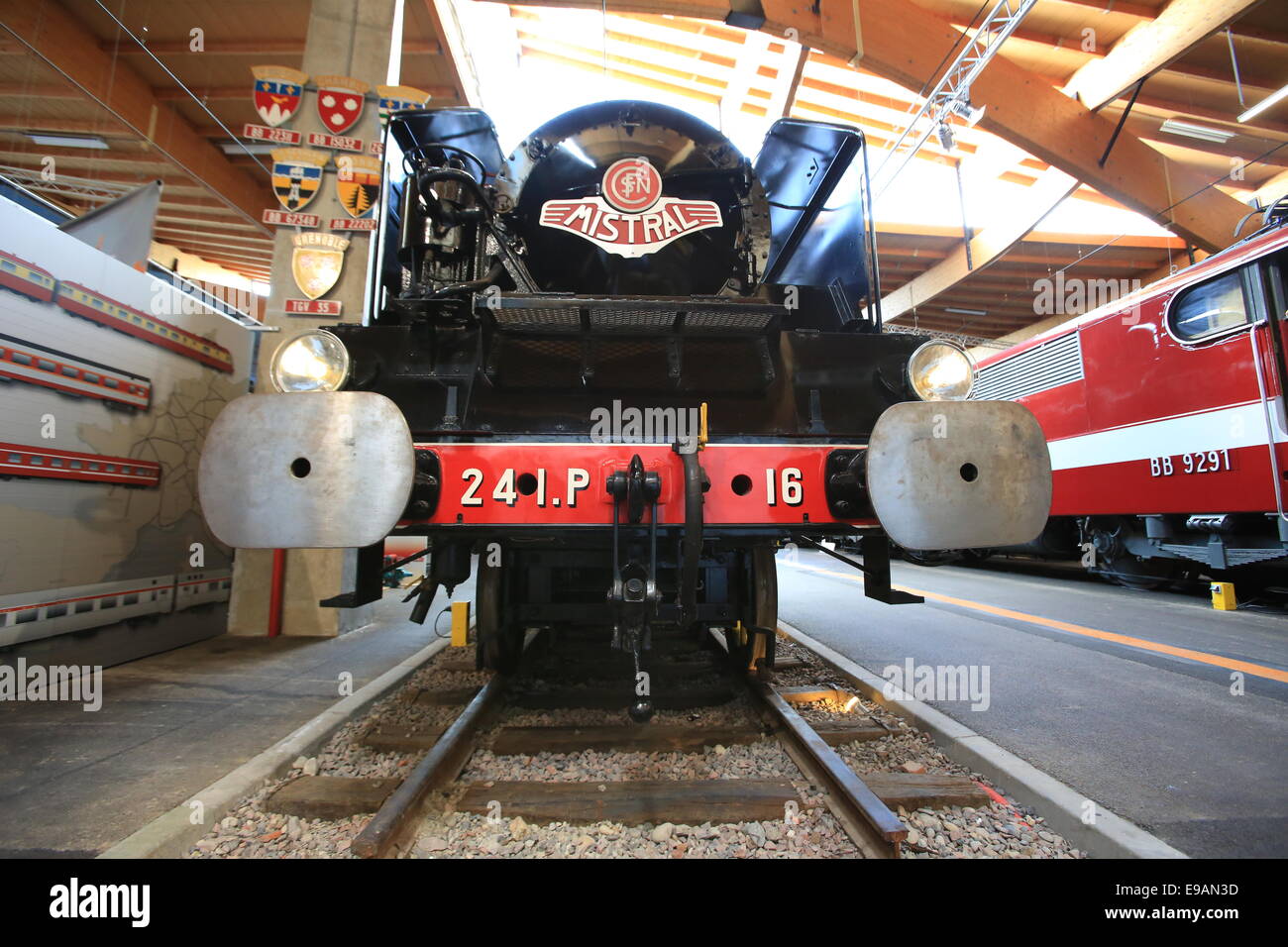 La Cité du Train (anglais : Ville du train ou Train Ville), situé à Mulhouse, France, est le plus grand musée ferroviaire en FR Banque D'Images