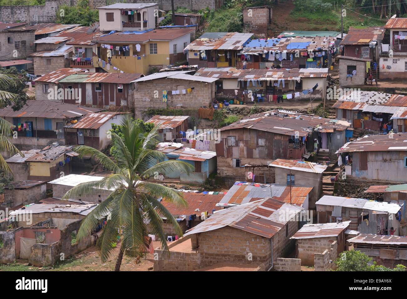 Bidonvilles de Freetown, Sierra Leone Banque D'Images