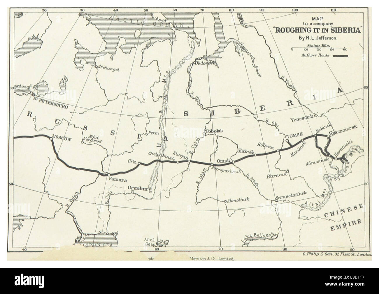 JEFFERSON(1897) p012 CARTE DE LA ROUTE À LA SIBÉRIE, PRISES PAR JEFFERSON Banque D'Images