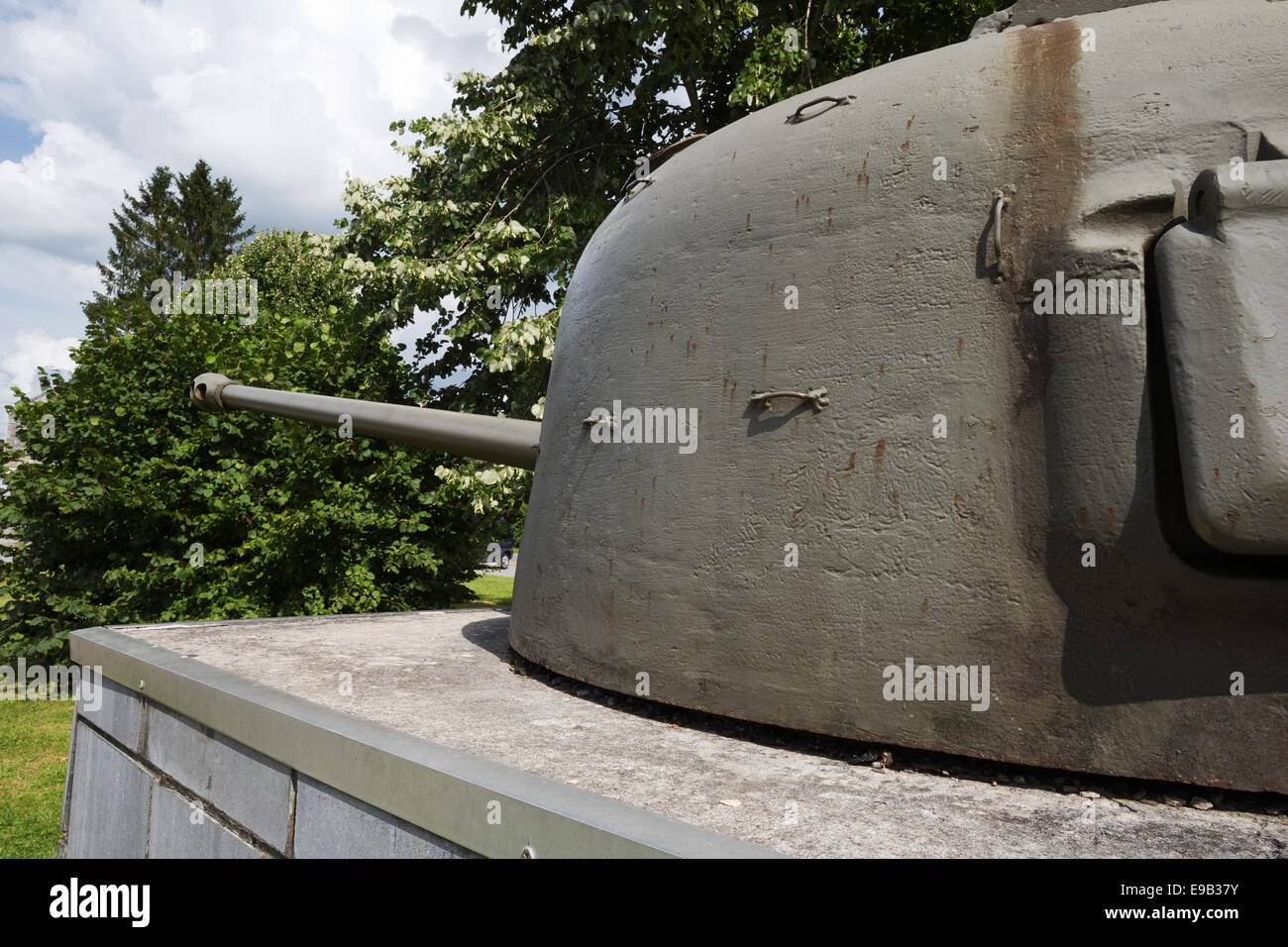 Close-up de la tourelle d'un char Sherman à Hotton Banque D'Images