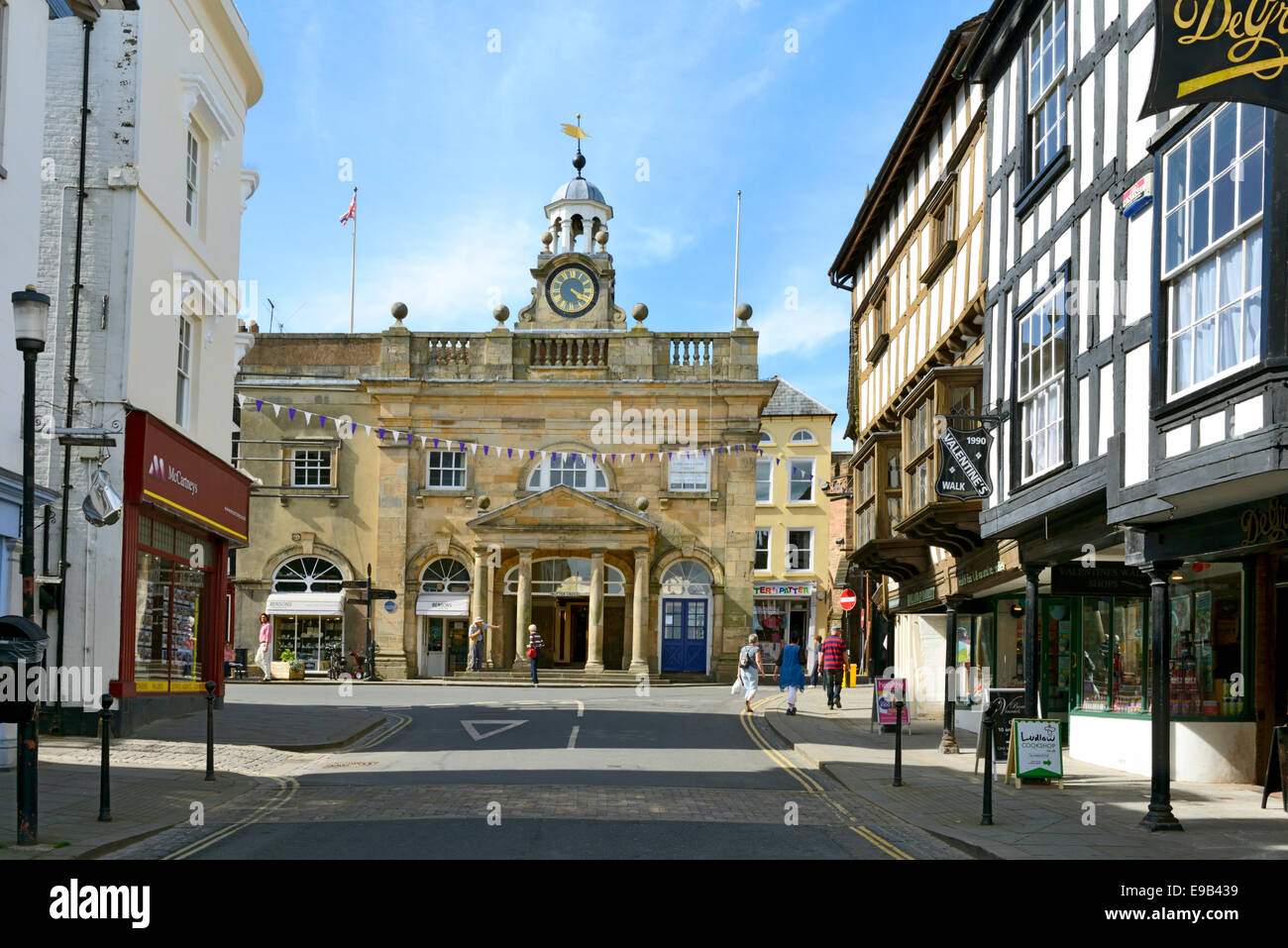 Le Beurre Cross, anciennement les villes marché du beurre, rue Large, Ludlow, Shropshire, Angleterre, Royaume-Uni. Royaume-uni, Europe Banque D'Images