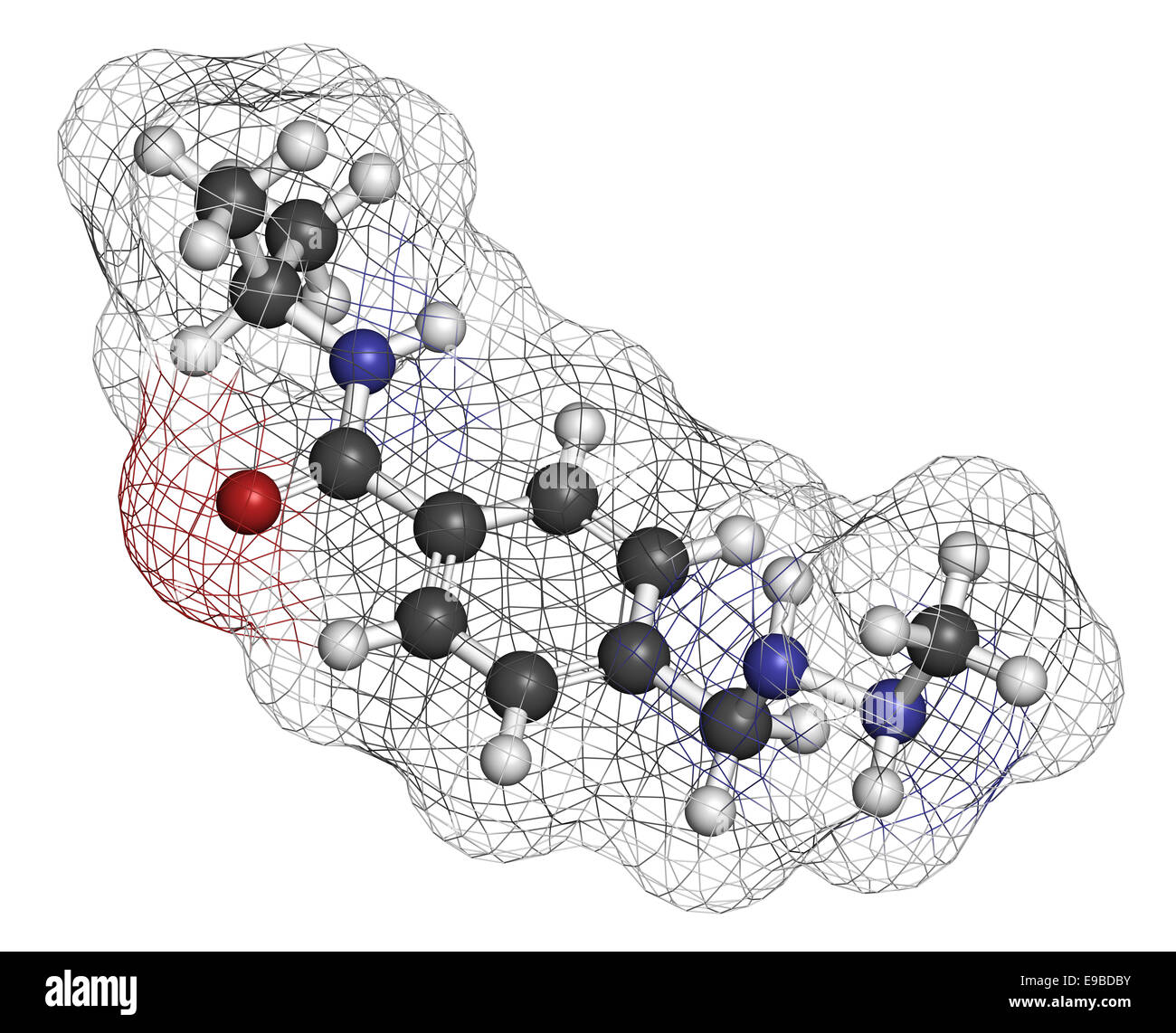 Cancer Procarbazine molécule pharmaceutique. Agent d'Alkylation employé dans le traitement des lymphomes non hodgkiniens et glioblastome cancer du cerveau. Les atomes Banque D'Images