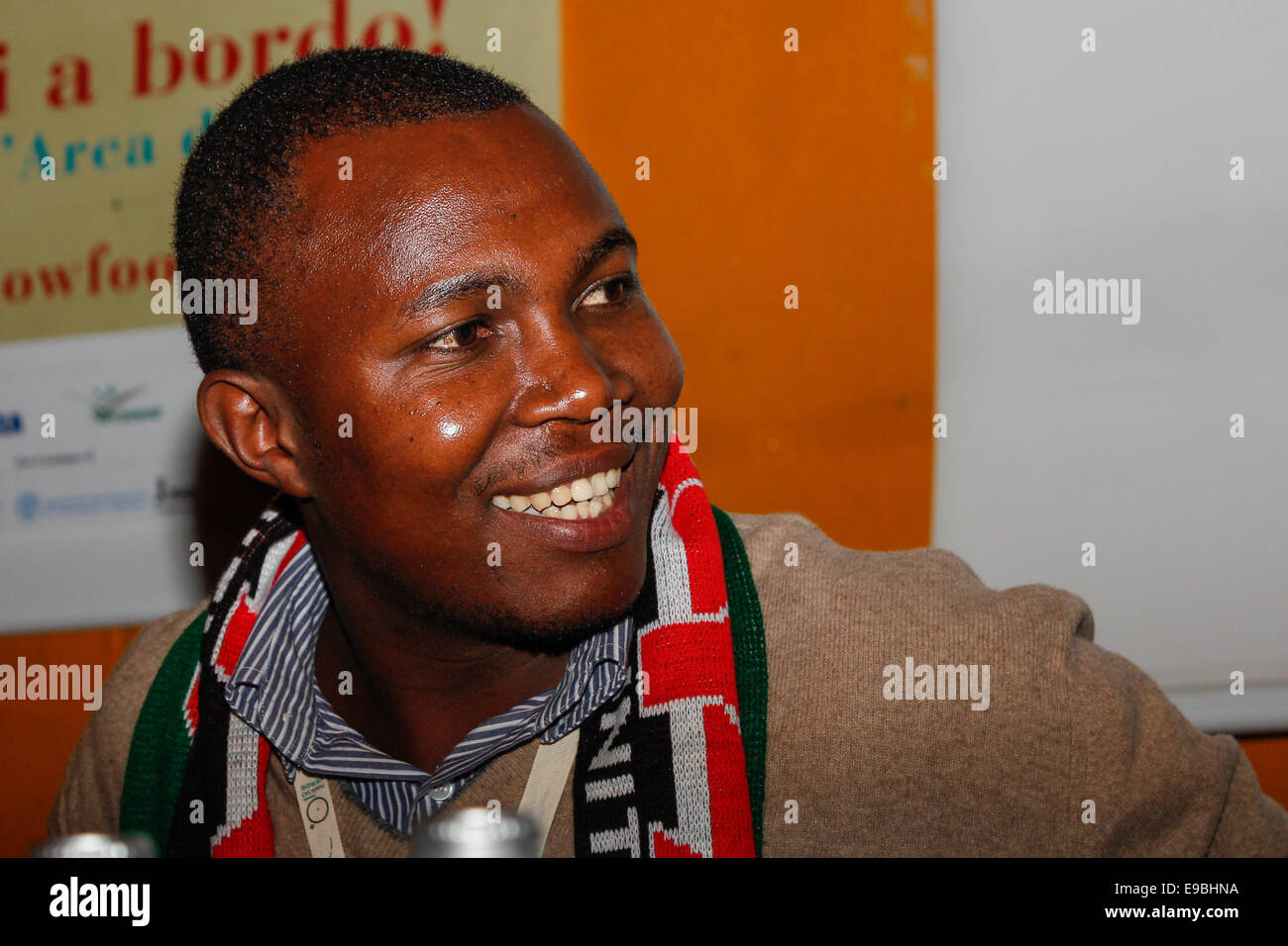 John Kariuki à conférence d'appui de l'agriculture dans les pays africains, comme un moyen de résistance des communautés exposées au risque de pauvreté. © Elena Aquila/Pacific Press/Alamy Live News Banque D'Images