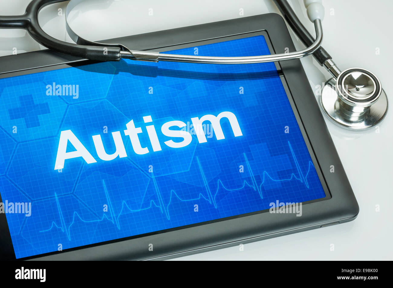 Tablette avec le texte sur l'autisme l'affichage Banque D'Images
