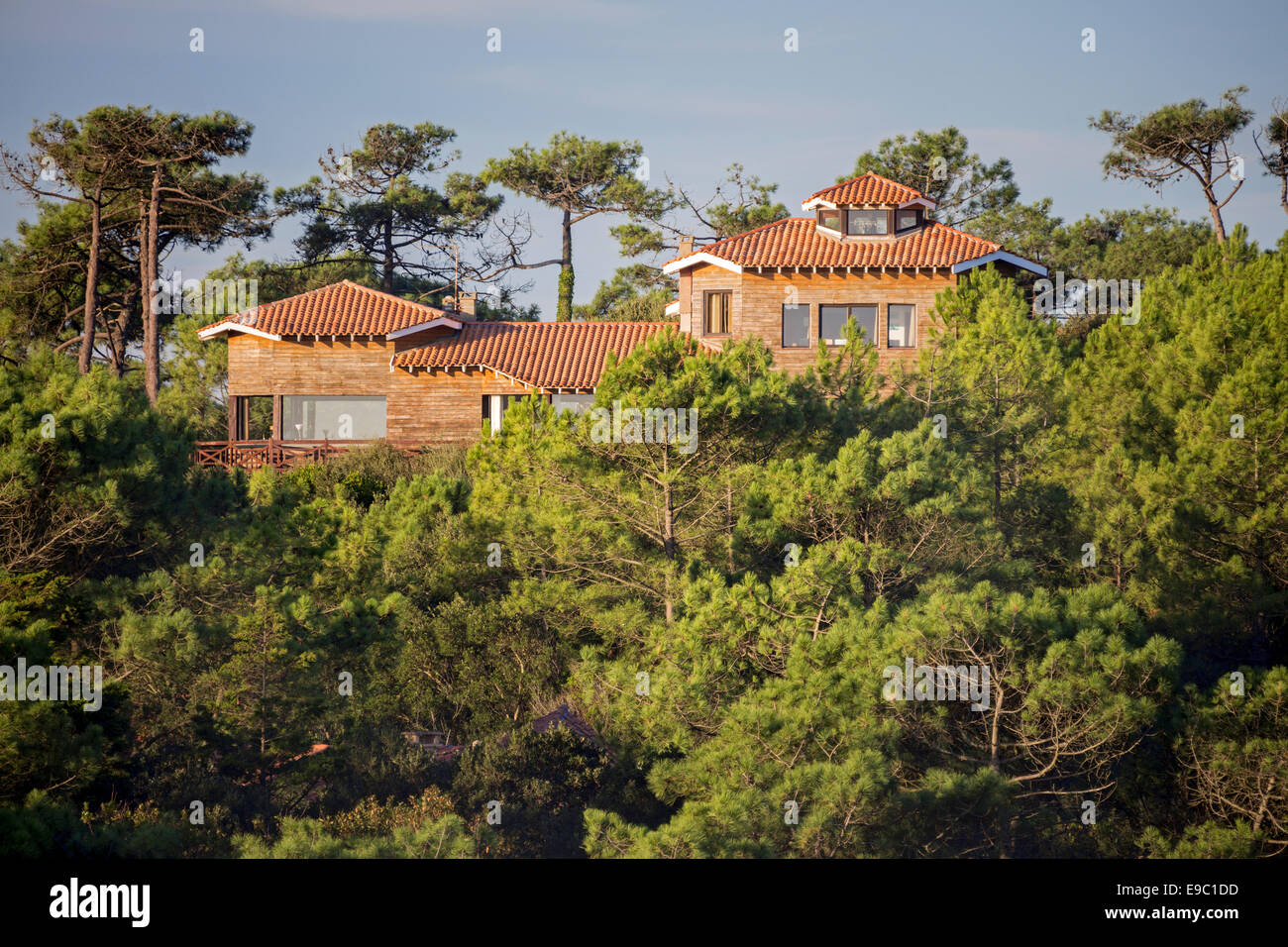 À Hossegor (France), cadre en bois, villa et pinède maritime. Luxury Real Estate - Immobilier de luxe. Banque D'Images