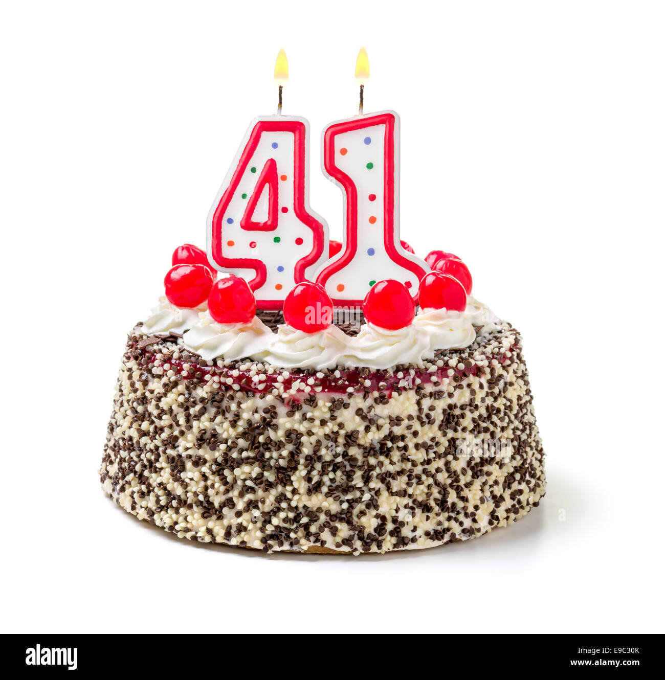 Gâteau d'anniversaire avec les bougies numéro 41 Photo Stock - Alamy