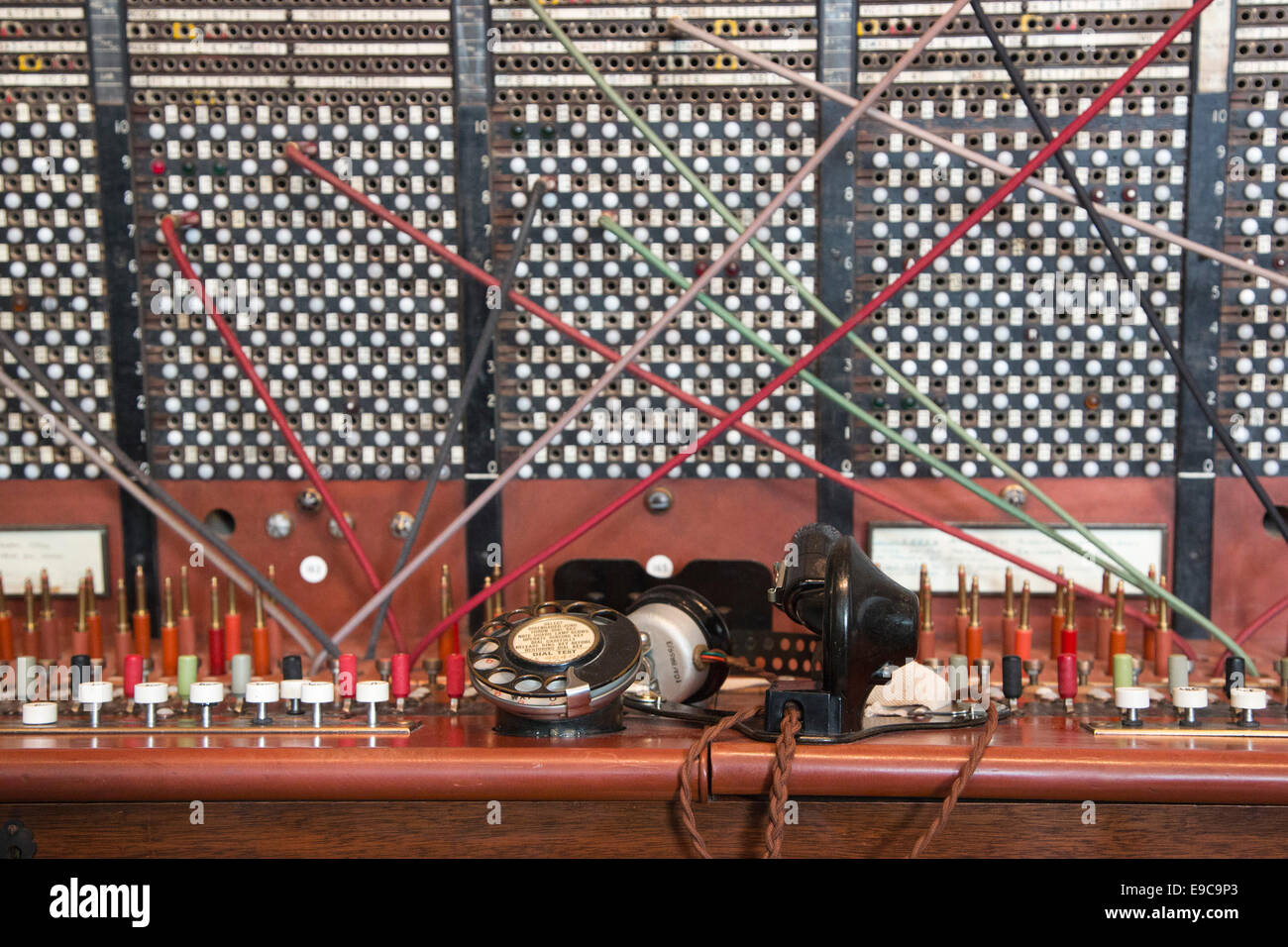 Ère de l'information : Six réseaux qui ont changé notre monde est une nouvelle galerie au Musée des sciences. Central téléphonique standard téléphonique. Banque D'Images