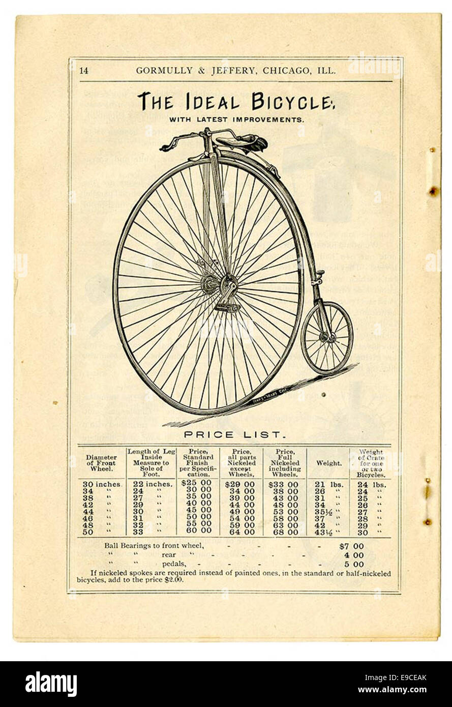 Catalogue commercial, Gormully et Jeffery [page 14] Banque D'Images