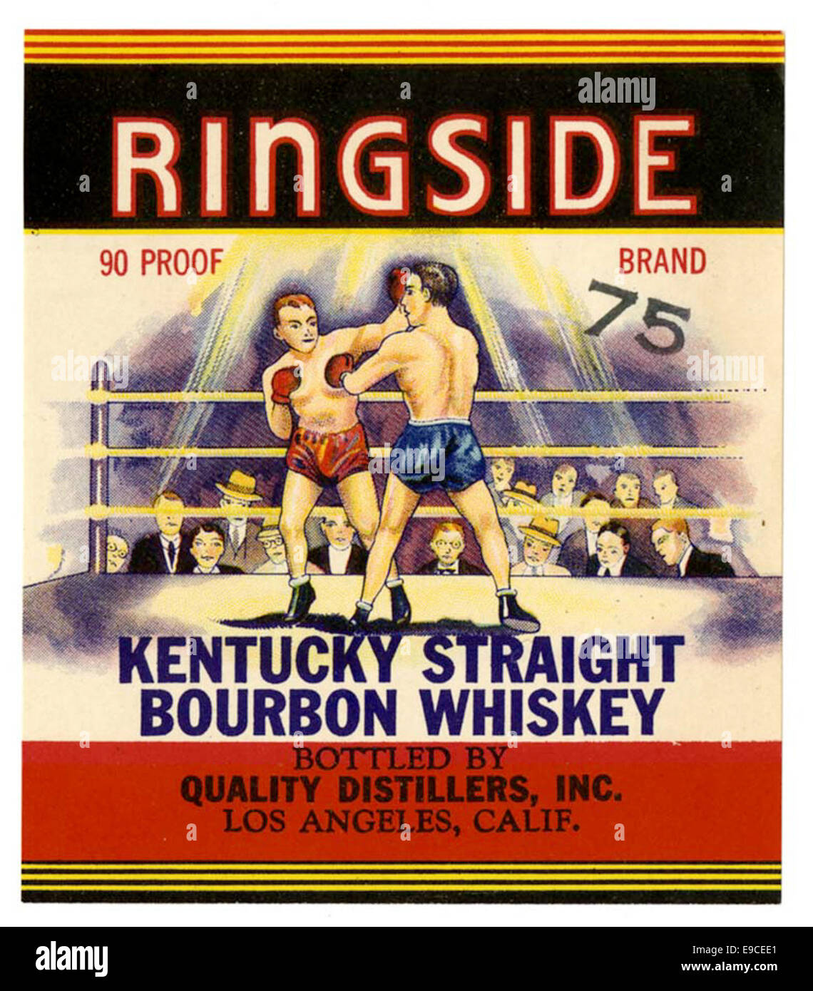 Label de qualité de l'alcool, les distillateurs, Inc., du Ring Kentucky Straight Bourbon Whiskey Banque D'Images