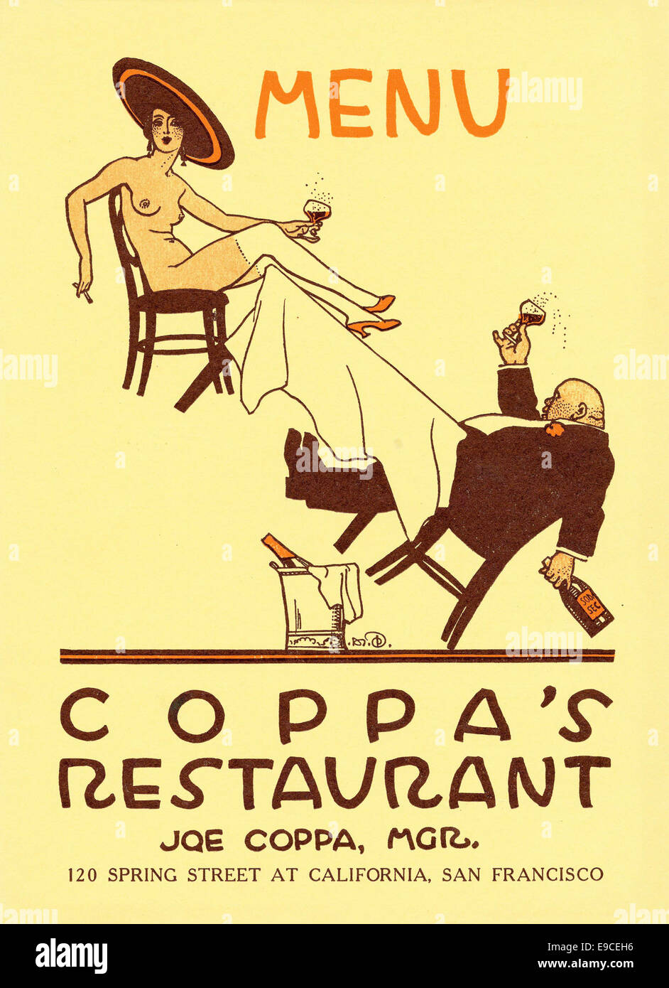 Menu, le restaurant de la Coppa, San Francisco Banque D'Images