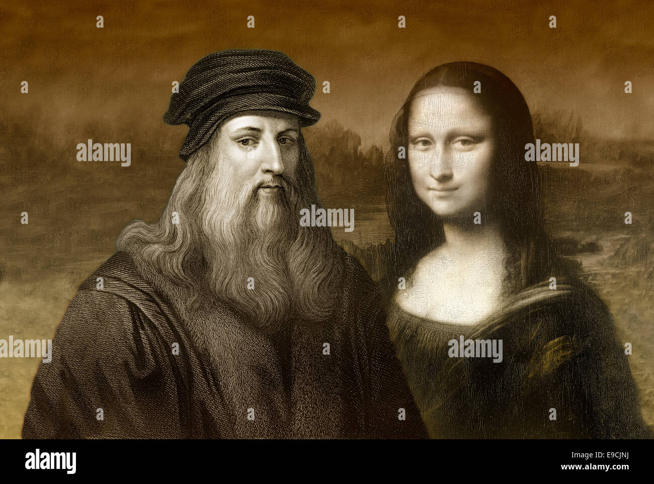 Mona Lisa, Léonard de Vinci, 1452 - 1519, peintre italien, sculpteur, architecte et ingénieur, Banque D'Images
