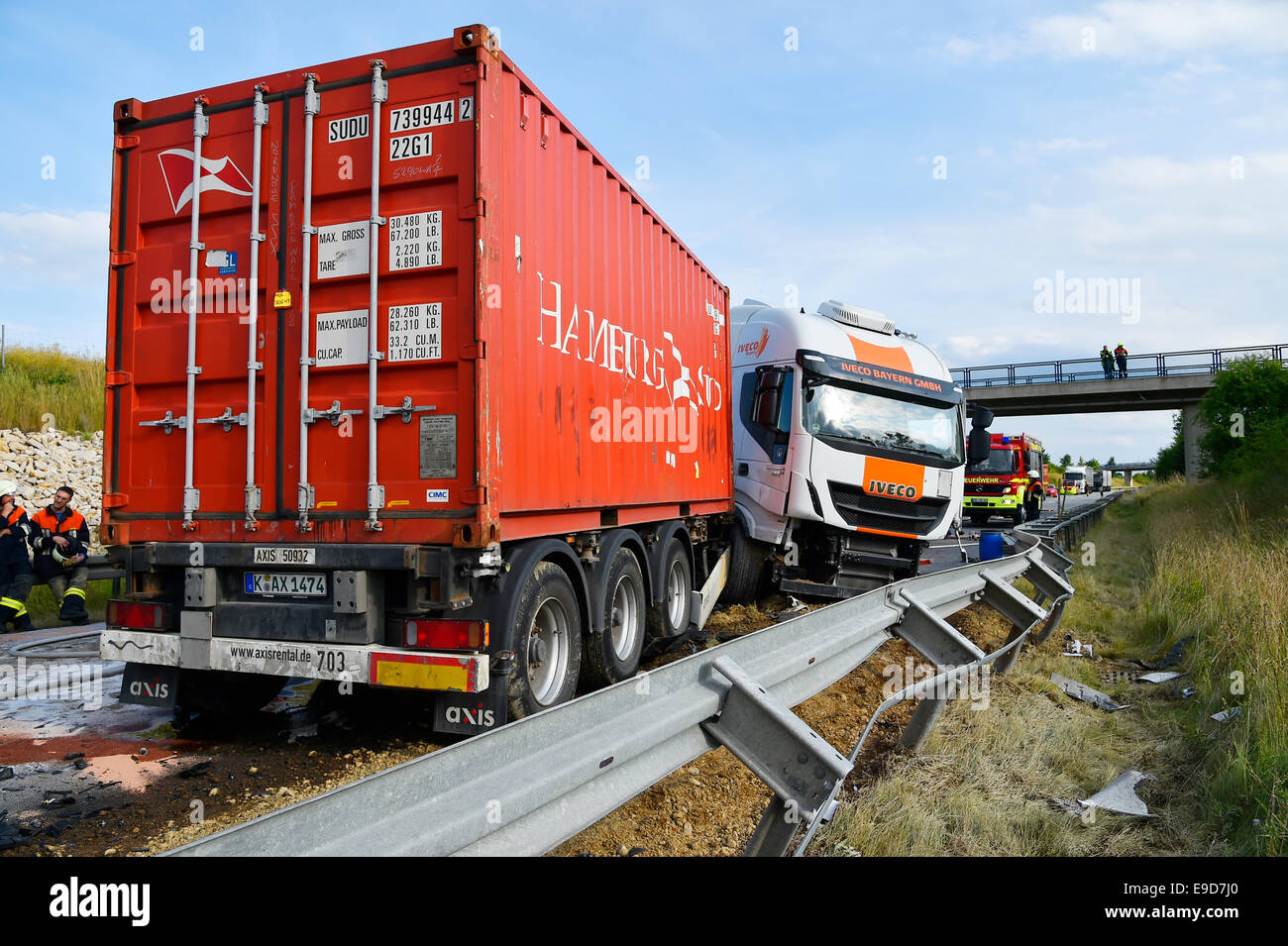 Accident de la circulation , Audi A3, camion , collision frontale, FTO , SS ST 2580 dans Oberneuching , Erding , Markt Schwaben , Bavière , Banque D'Images