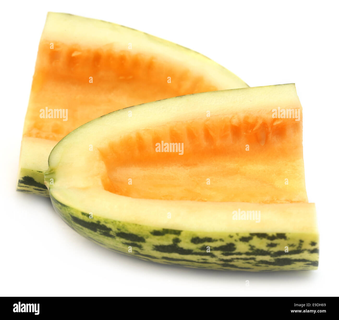 Mushkmelon fraîche sur fond blanc Banque D'Images